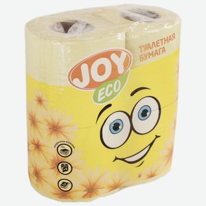 Туалетная бумага JOY Eco желтая двухслойная, 4 рул.
