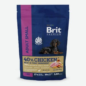 Сухой корм Brit Premium Adult S с курицей повседневный для собак 1 кг