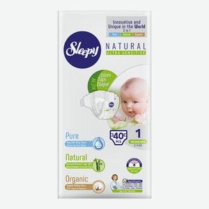 Подгузники Sleepy Natural Organic Baby Diaper Newborn 2-5 кг, размер 1, 40 шт