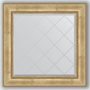Зеркало с гравировкой в багетной раме Evoform состаренное серебро с орнаментом 120 мм 92x92 см