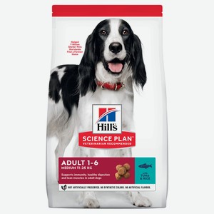 Hill s Science Plan сухой корм для взрослых собак средних пород для поддержания иммунитета, с тунцом и рисом (12 кг)