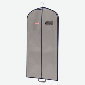 Чехол для одежды Hausmann с овальным окном и ручками объемный серый, 60х140х10 см