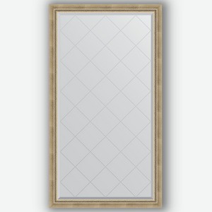 Зеркало с гравировкой в багетной раме Evoform состаренное серебро с плетением 70 мм 93x168 см
