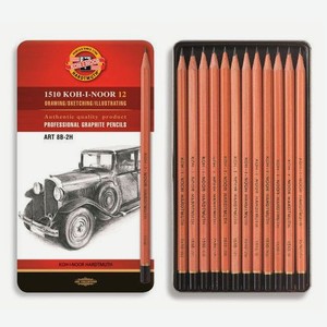 Набор карандашей Koh-i-Noor Art 1512 1512N12001PL, трехгранный, коробка металлическая