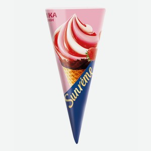 Мороженое Sunreme Клубника со сливками в вафельном рожке 120мл