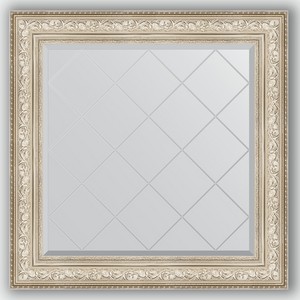 Зеркало с гравировкой в багетной раме Evoform виньетка серебро 109 мм 90x90 см