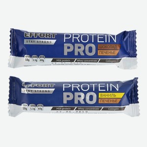 Батончик протеиновый Effort Pro шоколад и печенье; ваниль печенье 50гр