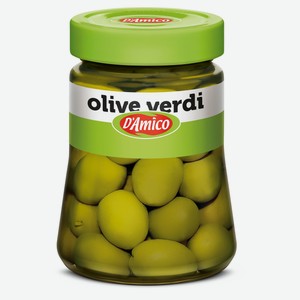 Оливки D Amico Verdi зеленые с косточкой, 300 г