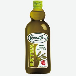 Масло оливковое нерафинированное Экстраверджин 1л ст/б Costa d`Oro, 1 кг
