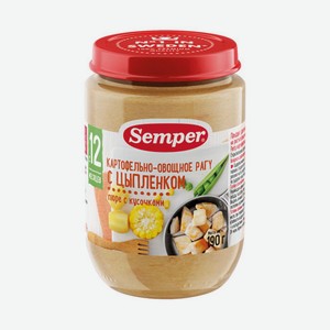 Пюре Рагу картофель/овощи с цыпленком Semper, 0,19 кг