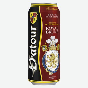 Пиво Datour Royal Brune темное фильтрованное пастеризованное 6,4% 0,5л ж/б Оптимум (Франция)