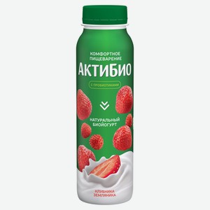 Йогурт питьевой «АктиБио» с клубникой и земляникой 1,5% БЗМЖ 260 г