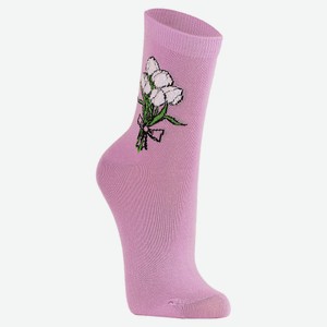 Носки женские AKOS Букет тюльпанов светло-сиреневый, размер 21-23