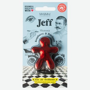 Ароматизатор для автомобиля Mr & Mrs Fragrances Jeff Малина и Пачули красный хром, 5,5 см