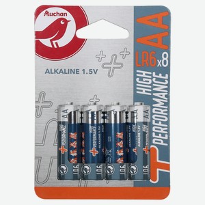 Батарейки АШАН Красная птица Premium алкалиновые LR6 AA, 8 шт