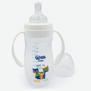 Бутылочка Wee Baby Classic Plus с широким горлышком и ручками для кормления с силиконовой соской, 250 мл