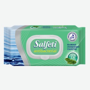 Влажные салфетки Salfeti антибактериальные с клапаном, 72 шт., 0,286 кг