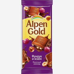 Шоколад с орехом и изюмом 0,085 кг Alpen Gold