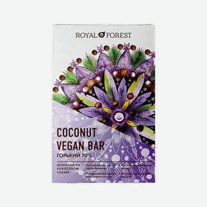 Кокосовый горький шоколад 70% Vegan Royal Forest, 0,05 кг