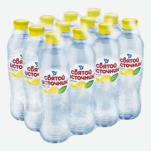 Вода питьевая Святой Источник негазированная со вкусом лимона, 0,5 л х 12 шт., пластиковая бутылка