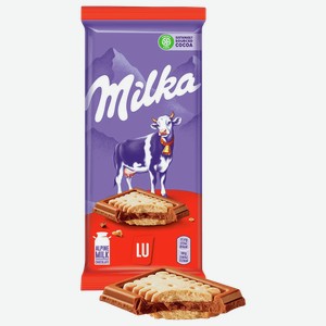 Шоколад Милка молочный с печеньем ЛУ 0.087кг