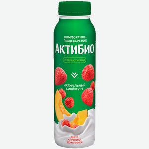 Биойогурт питьевой АКТИБИО дыня, клубника, земляника, 1.5%, 0.26кг