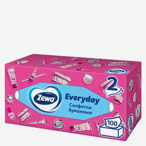 Салфетки бумажные в коробке Zewa Everyday, 2 слоя, 100 шт., 0,157 кг