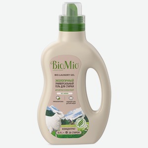 Экологичный универсальный гель BioMio для стирки белого и цветного белья с экстрактом хлопка, гипоаллергенный, без запаха, концентрат, 900 мл, 1,05 кг