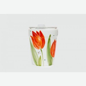 Керамический стакан ODARYADARYA Для Кофе С Собой Тюльпаны, 250мл 250 мл