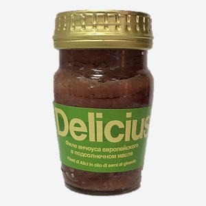 Анчоусы филе в подсолнечном масле Delicius, 0,078 кг