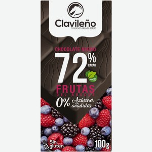 Темный шоколад 72% без сахара с ягодами и стевией Chocolates Clavileno Испания 0,1 кг
