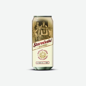 Пиво Staroceske Tradicni Светлое фильтрованное 4,7% 0,5л ж/б Чехия