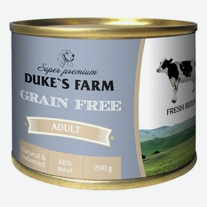 Влажный корм Duke s Farm Grain Fee беззерновой с говядиной клюквой и шпинатом для собак 200 г х 24 шт