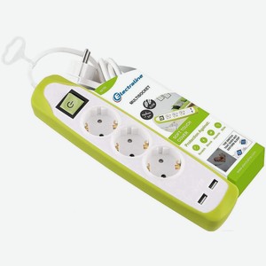 Удлинитель Electraline USB2 ЧС 3 гнезда, 2м Китай