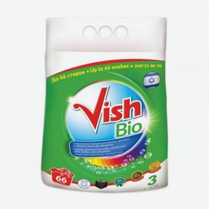СМС VISH Bio для цветных и белых тканей 3кг Израиль