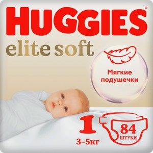 Подгузники Huggies Elit Soft №1 3-5кг 84шт