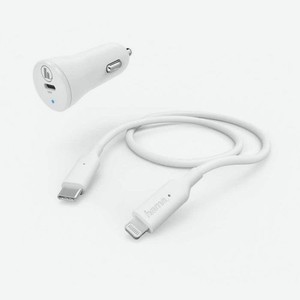 Комплект зарядного устройства HAMA H-183297, USB type-C, 8-pin Lightning (Apple), 3A, белый [00183297]
