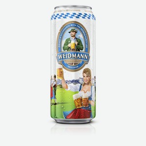 Пиво Weidman Hefeweissbier светлое нефильтрованное 5.4% 0.5л ж/б Германия