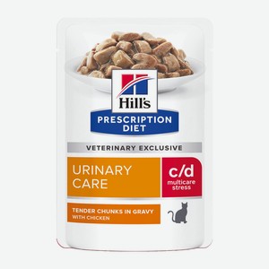 Hill s вет.консервы влажный диетический корм для кошек c/d Multicare Urinary Stress при профилактике цистита и мочекаменной болезни (мкб), в том числе вызванные стрессом, с курицей (85 г)