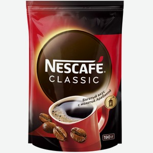 Кофе Nescafe Classic растворимый с добавлением молотого, 190г