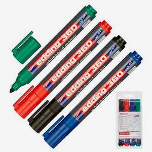 Набор маркеров для досок Edding e-360/4S, 4 цвет., 1.5-3 мм, круглый пишущий наконечник