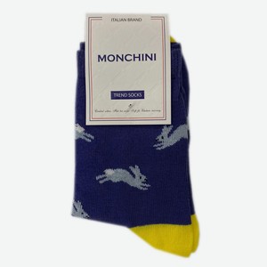 Носки женские Monchini артL214 - Серый, Цветной горох, синяя пятка и мысок, 35-37