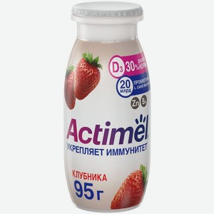 Продукт Actimel кисломолочный с клубникой-цинком обогащенный 1.5%, 95мл