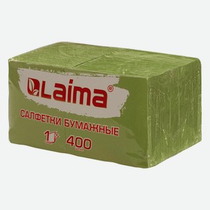 Салфетки бумажные Laima Big Pack, 100% целлюлоза, 24х24 см, зелёные, 400 шт (114728)