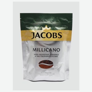Кофе растворимый JACOBS Millicano сублимированный c добавлением молотого, дой-пак, 75 г