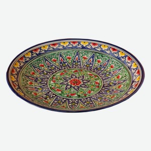 Ляган ШАФРАН  Цветы , риштанская керамика, 41 см, разноцветный (5279321)