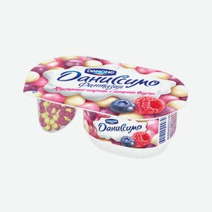 Йогурт Даниссимо Фантазия хрустящие шарики с ягодным вкусом 6,9%, 0,105 кг