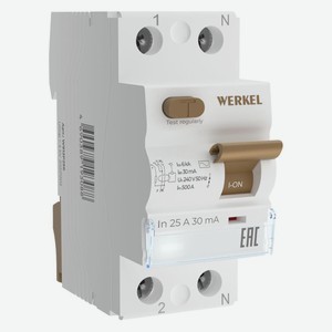 Устройство защитного отключения Werkel 1P+N 25 A 30 mа АС 6 kа (W912P256)