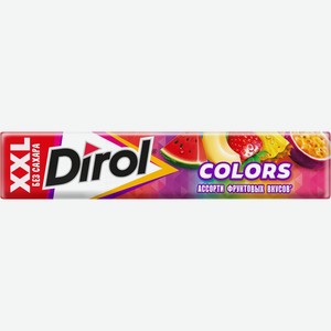 Жевательная резинка Dirol Colors XXL ассорти фруктовых вкусов 19г