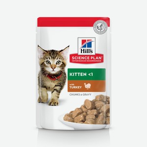 Hill s консервы science Plan для котят для здорового роста и развития, пауч с индейкой в соусе (85 г)